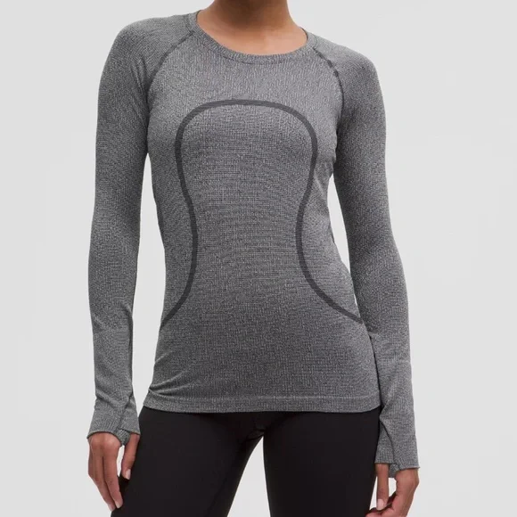Lululemon Swiftly Tech Long Sleeve Shirt 2.0 Hip Length Parallel Texture Black - Picture 1 of 5